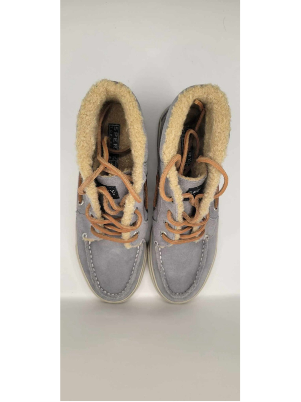 Sperry Women's Betty Boot Size 5.5 Grey Suede Teddy Faux Sherpa Lined Shoes